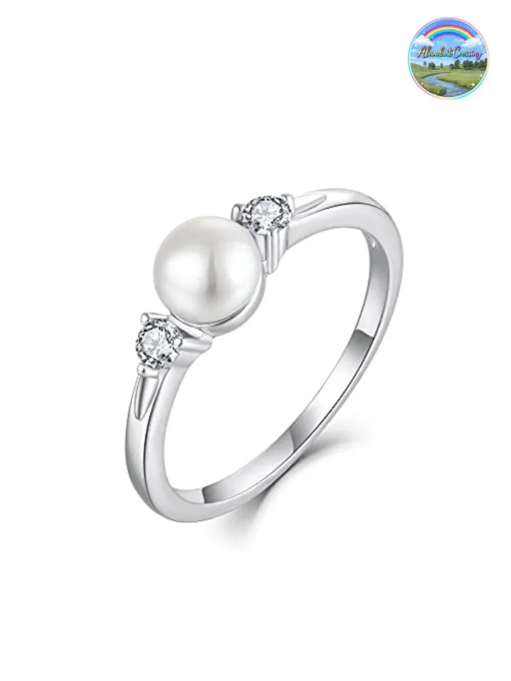 925 Sterling Silver Pearl Ring Cubic Zirconia Women's Statement Ring